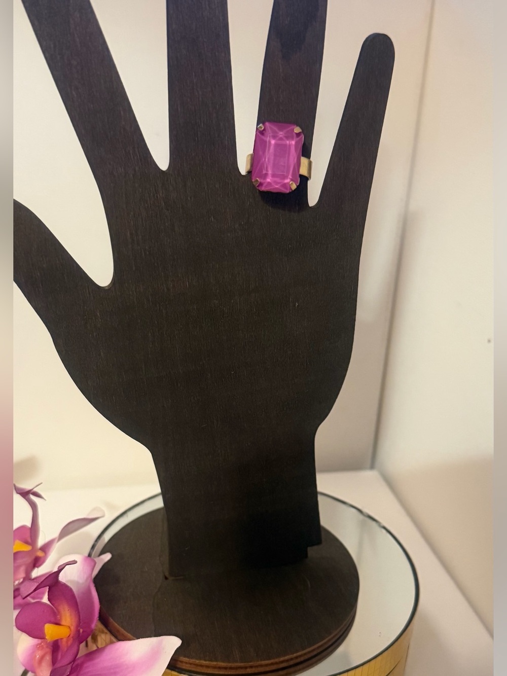 Roxanne Assoulin Authentic Hot Fucsia Rectangular Statement Adjustable Ring NEW